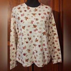 WHITE STAG women's long sleeve t-shirt with floral print. Size L (12-14)